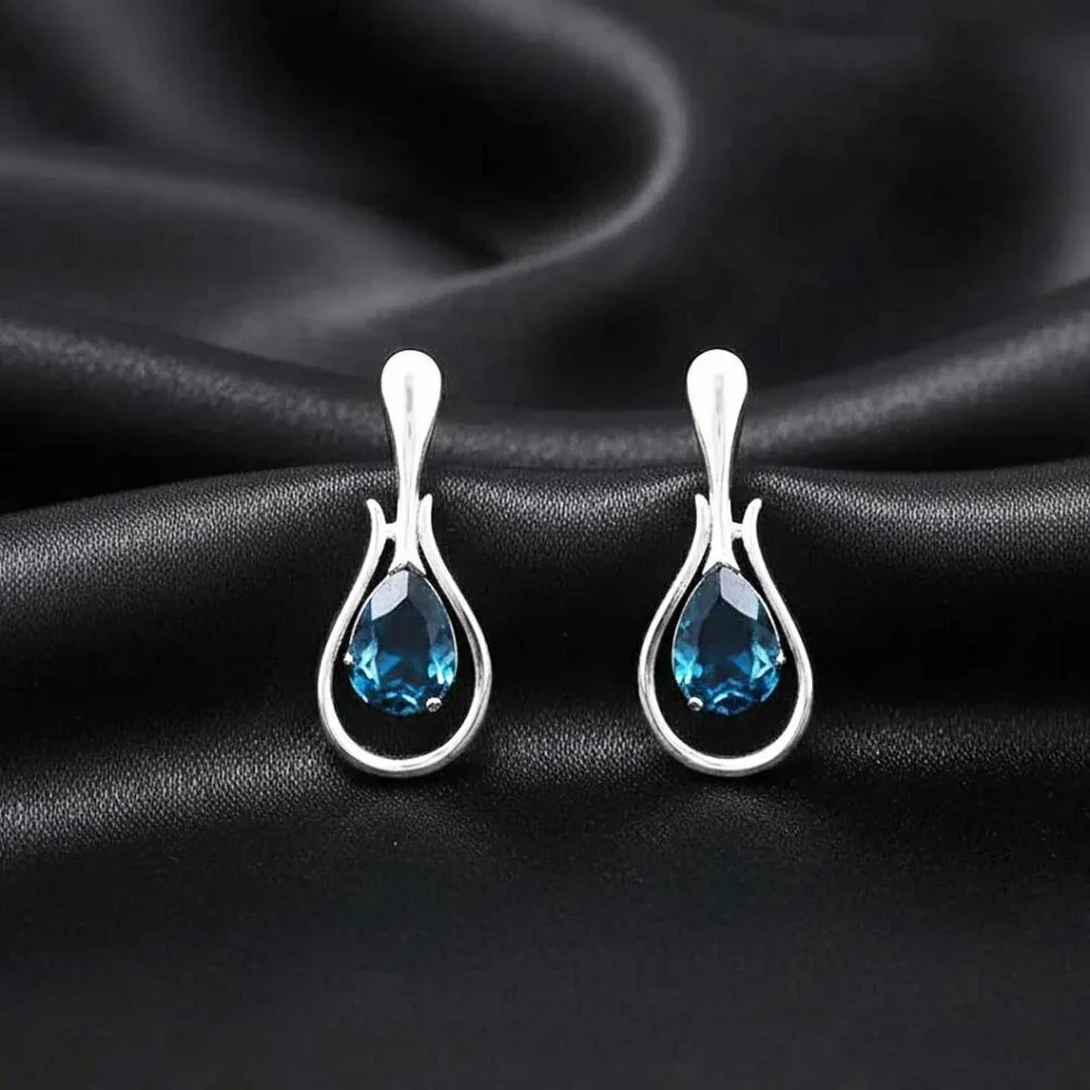 Ladies Dark Blue Waterdrop Earrings
